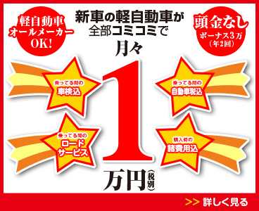 新車月々１万円プラン！本日より新生活応援フェアでお得なセット販売中！